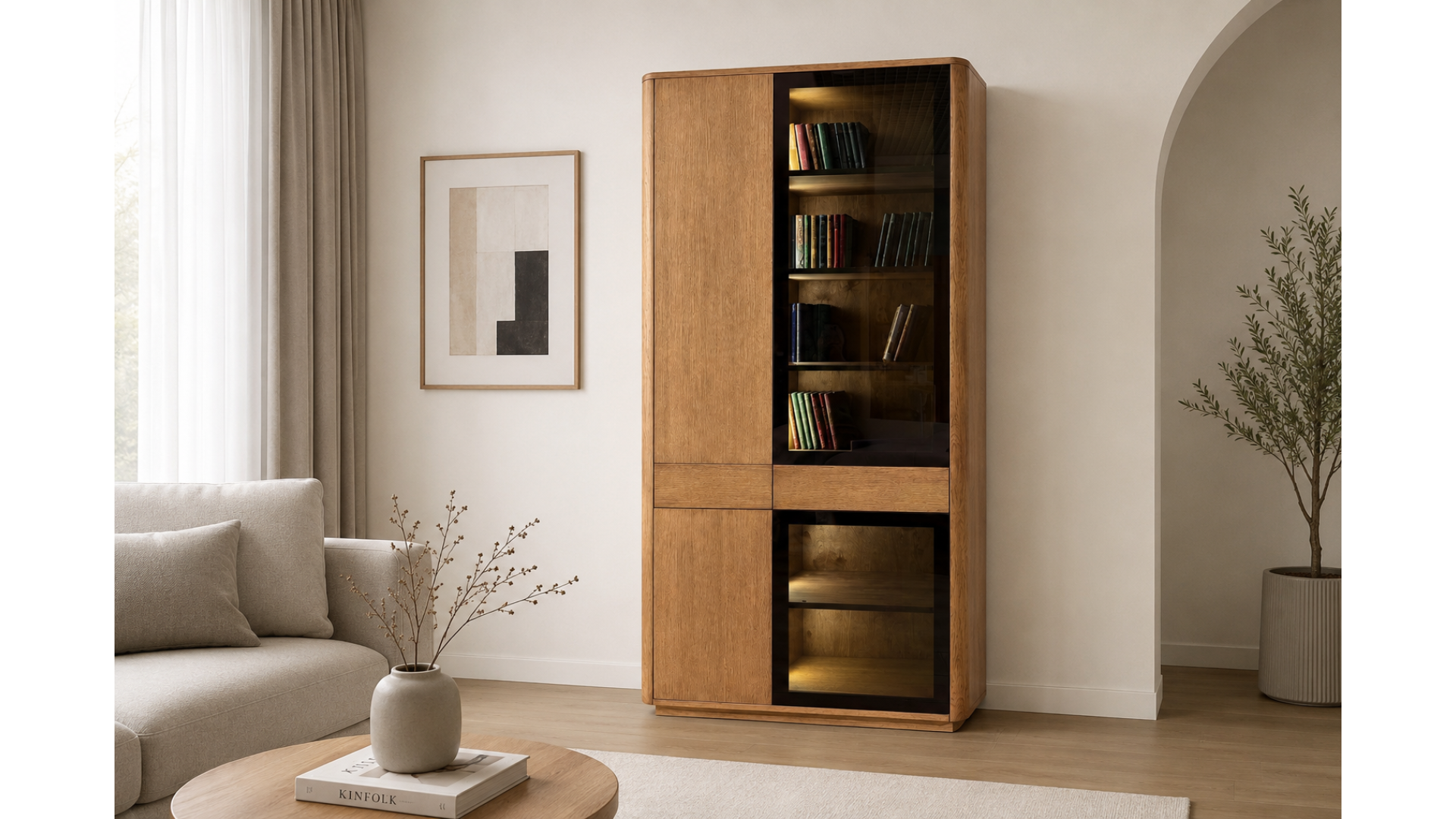 Книжный шкаф LONDON GRAPHITE GLASS